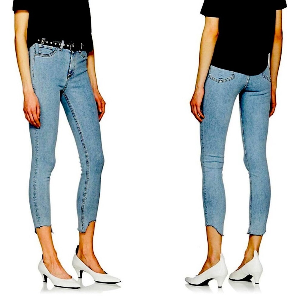 Rag‎ & Bone Asymmetrical Hem Skinny Jeans Medium Light Wash Size 26